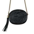 Gucci Interlocking G Patent Leather Circle Chain Shoulder Bag Black — view 4