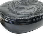 Gucci Interlocking G Patent Leather Circle Chain Shoulder Bag Black — view 8