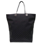 Gucci GG Pattern Nylon Leather Black Tote Bag