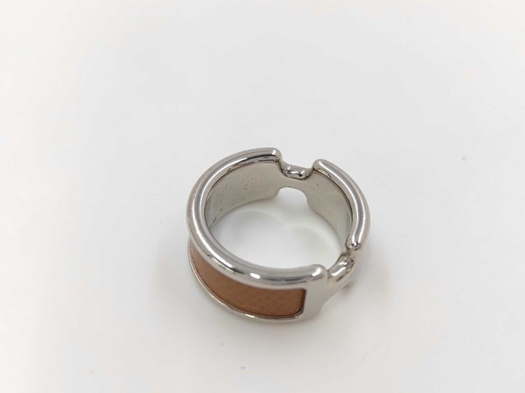 Hermes Ring Olympe Silver Brown Metal Leather — view 5