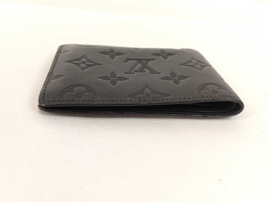 Louis Vuitton Bifold Wallet Portefeuille Multiple Black Monogram Shadow — view 6