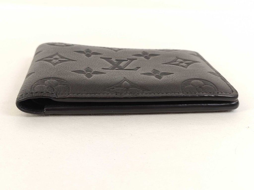 Louis Vuitton Bifold Wallet Portefeuille Multiple Black Monogram Shadow — view 4