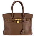 Hermes Handbag Birkin 30 Retourne Leather Brown Gold