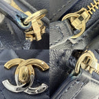 Chanel Shoulder Bag Quilted CC Logo Bag Crossbody Lambskin Navy Gold Silver — view 8