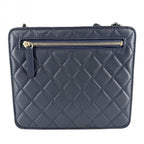 Chanel Shoulder Bag Quilted CC Logo Bag Crossbody Lambskin Navy Gold Silver — view 2