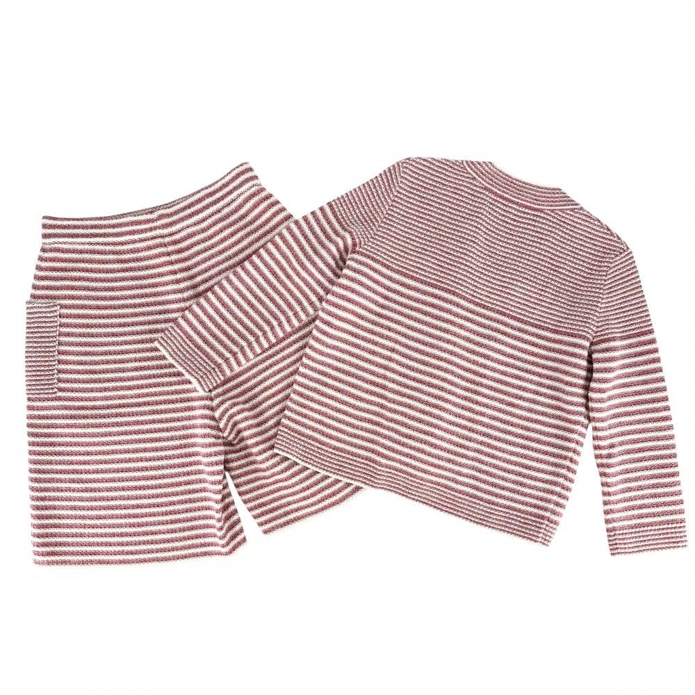 Chanel Set Summer Knit Border Cardigan Shorts 36 Red White Paper Cotton Silk — view 2