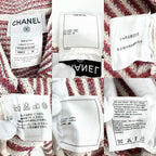 Chanel Set Summer Knit Border Cardigan Shorts 36 Red White Paper Cotton Silk — view 5