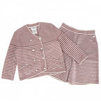 Chanel Set Summer Knit Border Cardigan Shorts 36 Red White Paper Cotton Silk