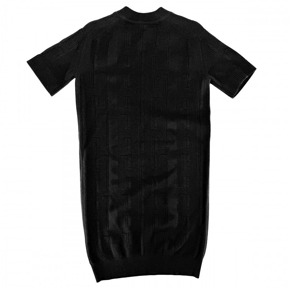 Hermes Dress Logo Knit Short Sleeve 34 Black Wool Spring Summer — view 2