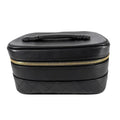 Chanel Pouch Makeup Bicolor Vanity Leather Black Gold