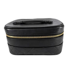 Chanel Pouch Makeup Bicolor Vanity Leather Black Gold