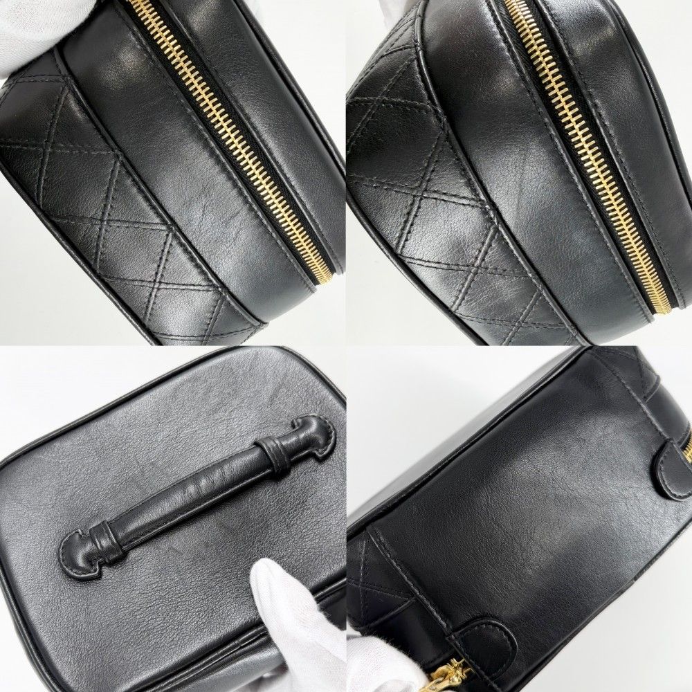 Chanel Pouch Makeup Bicolor Vanity Leather Black Gold — view 6
