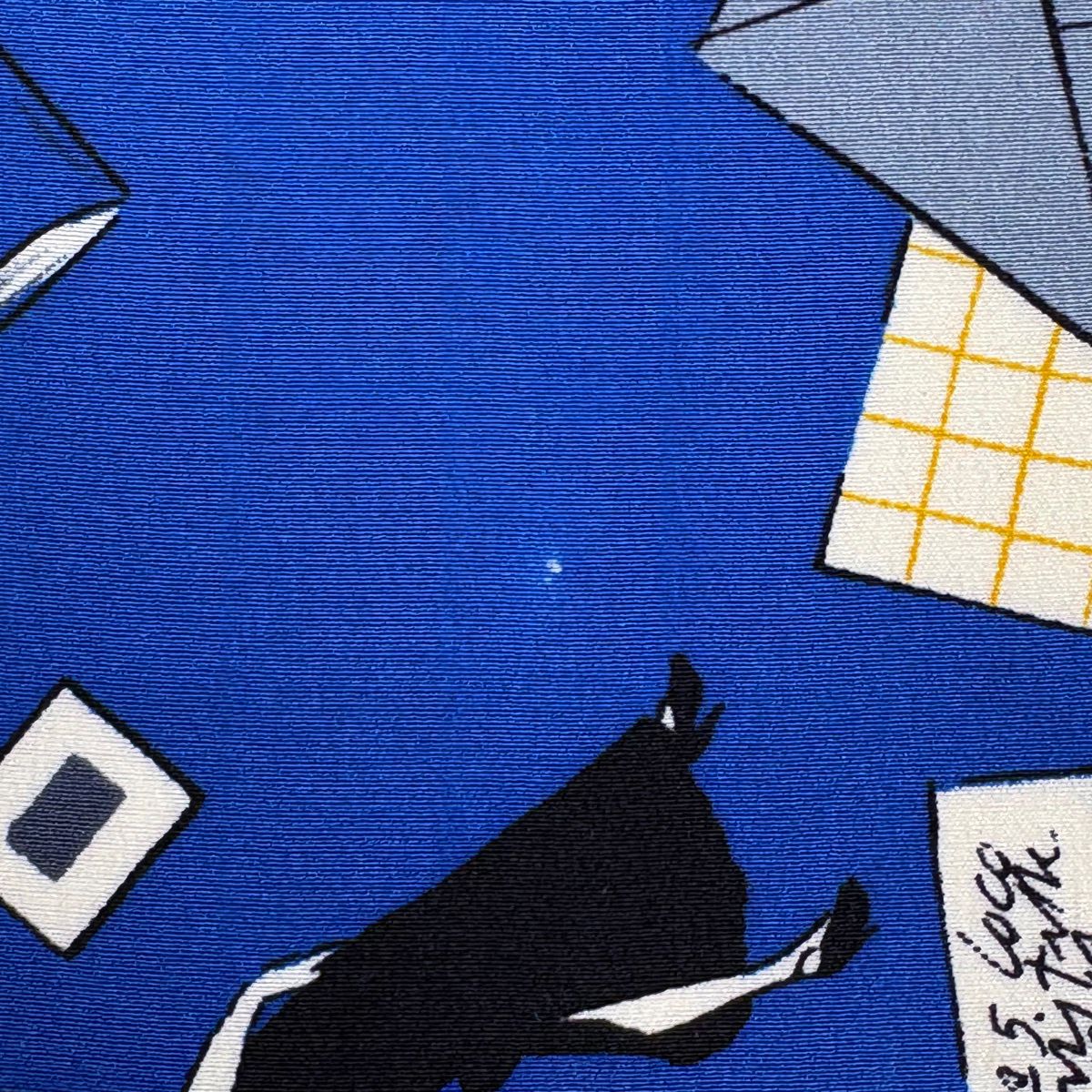 Chanel CC Logo Scarf Silk Blue Black Multicolor — view 6