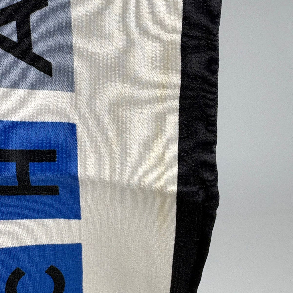 Chanel CC Logo Scarf Silk Blue Black Multicolor — view 5
