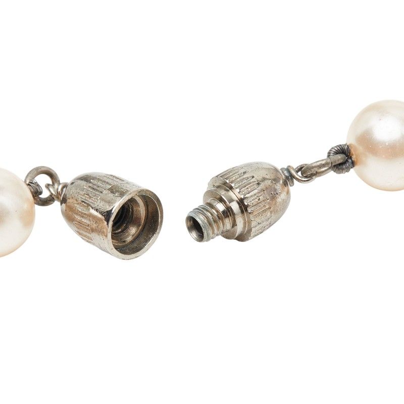 Celine Pearl Necklace Gold Silver Faux Metal Plated — view 5
