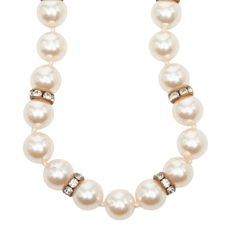 Celine Pearl Necklace Gold Silver Faux Metal Plated — view 2