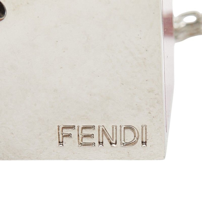 Fendi Logo Cube Necklace Silver Pink Orange Metal — view 6