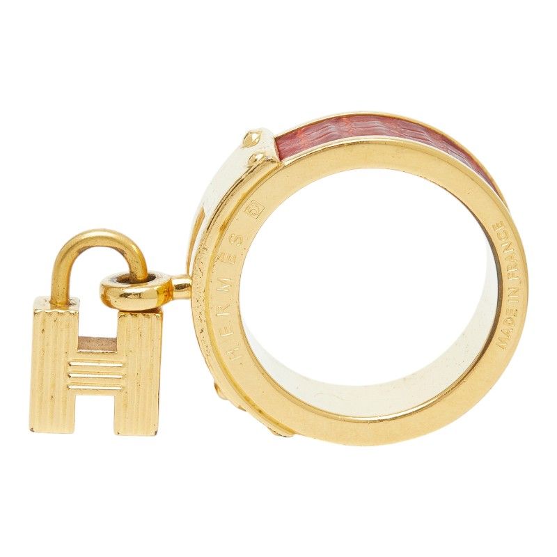 Hermes Kelly Scarf Ring Gold Plated Leather — view 5