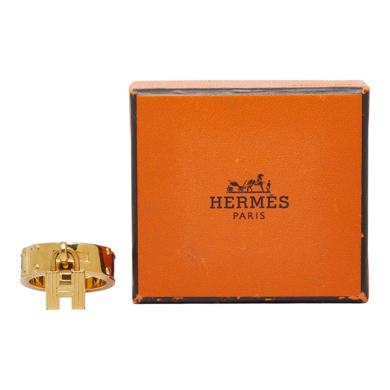Hermes Kelly Scarf Ring Gold Plated Leather — view 6