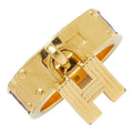 Hermes Kelly Scarf Ring Gold Plated Leather