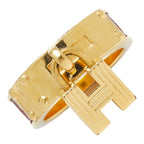 Hermes Kelly Scarf Ring Gold Plated Leather