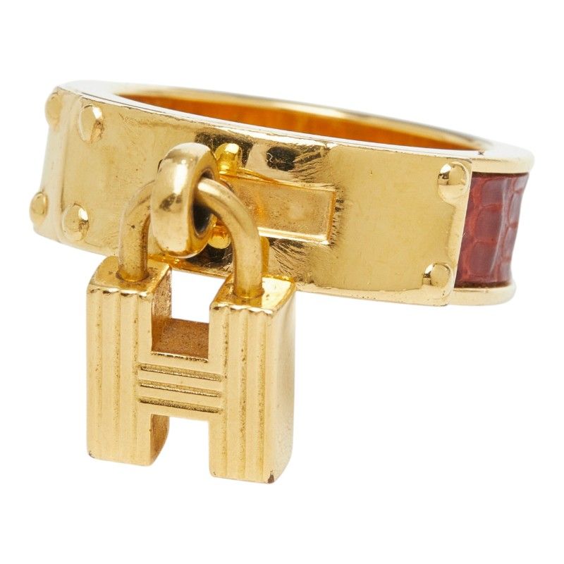 Hermes Kelly Scarf Ring Gold Plated Leather — view 3
