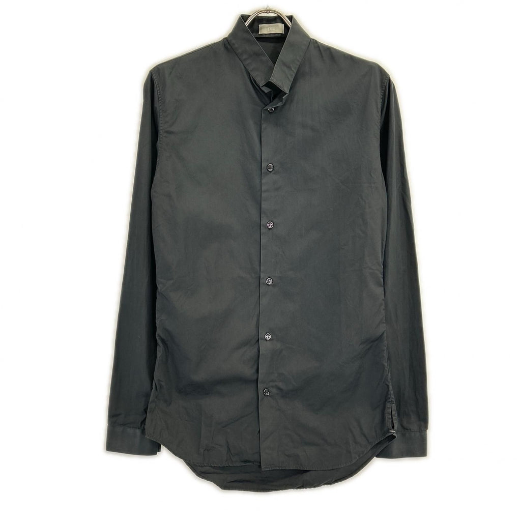 Dior Homme Dark Navy Stand Color Cotton Broad Dress Shirt 37