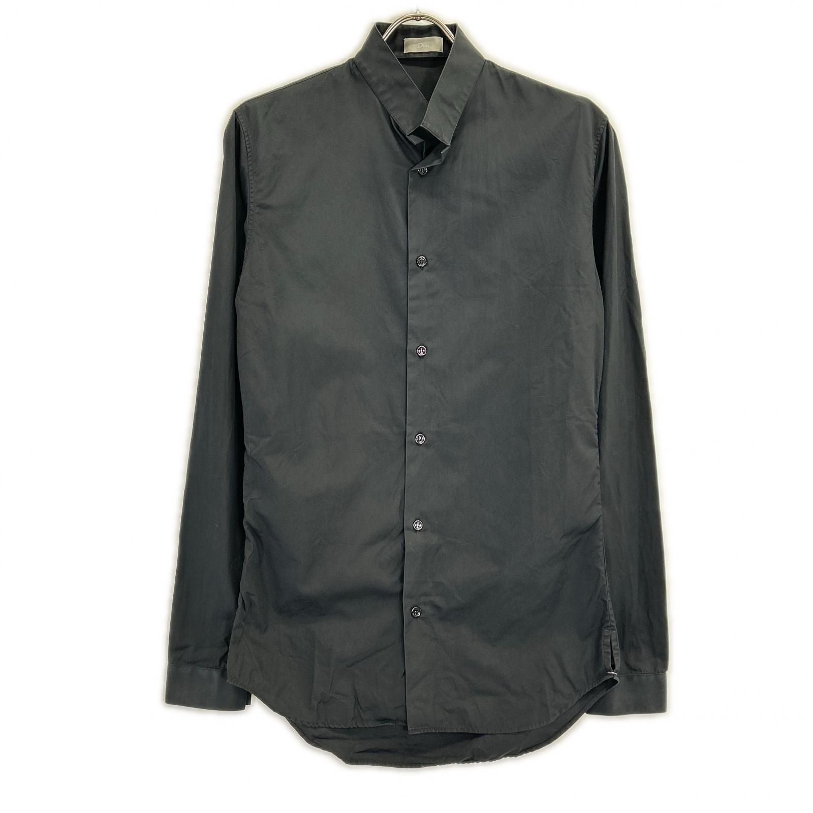 Dior Homme Dark Navy Stand Color Cotton Broad Dress Shirt 37