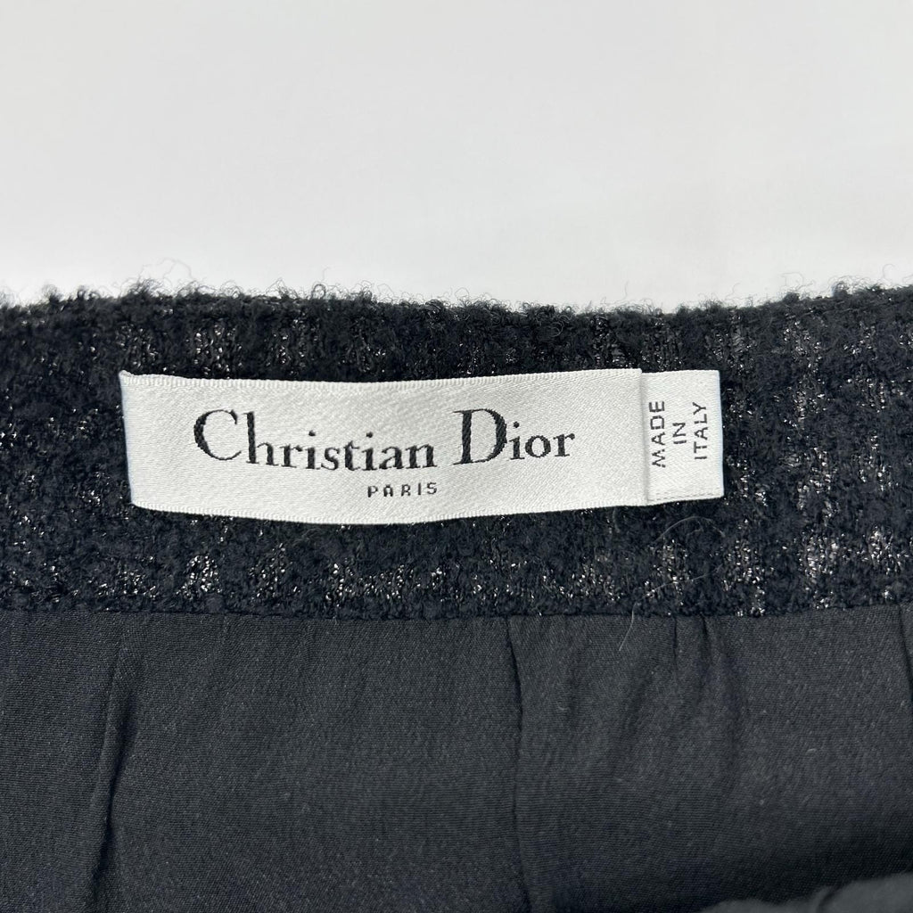 Dior Black Lame Tweed Calf Skirt — view 3