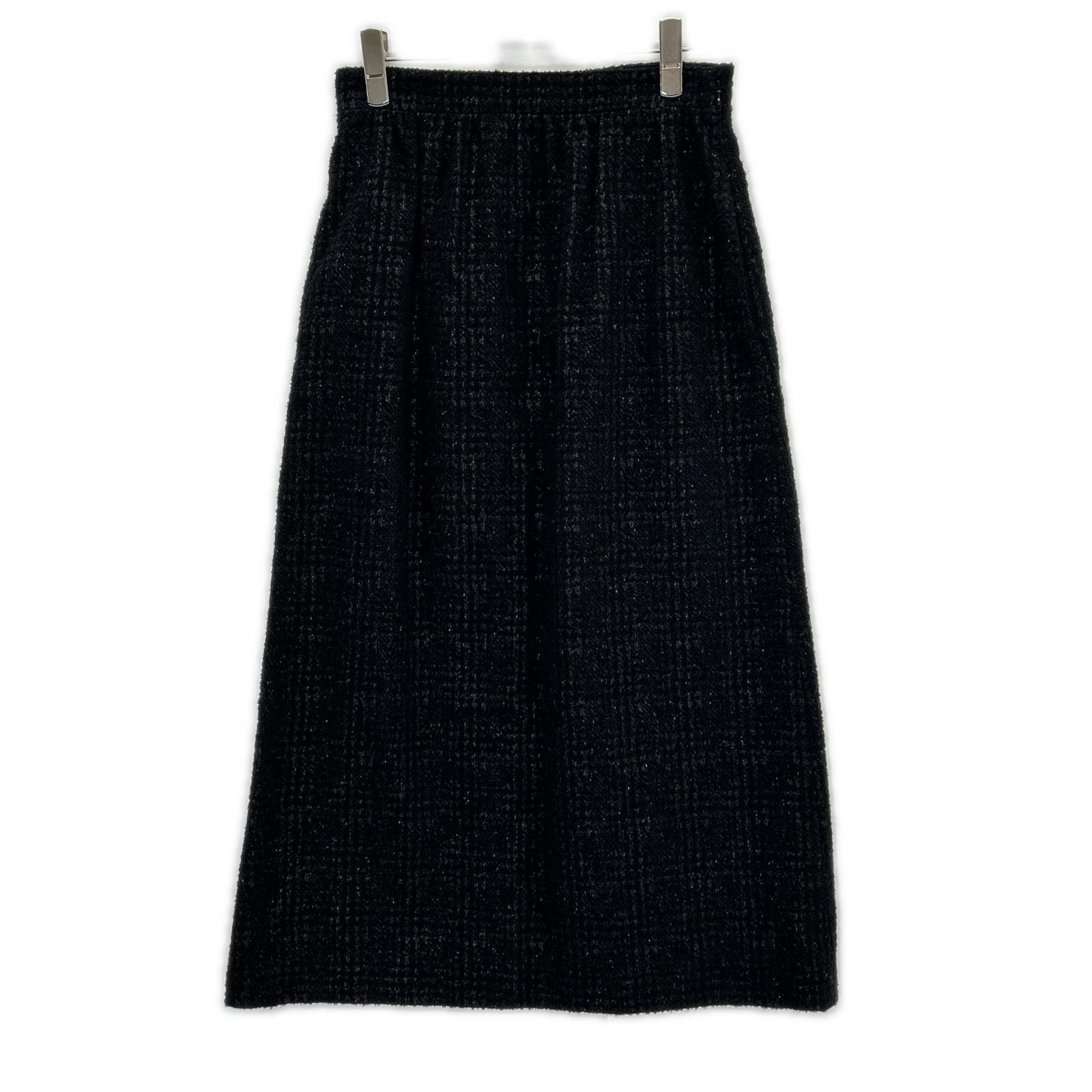 Dior Black Lame Tweed Calf Skirt