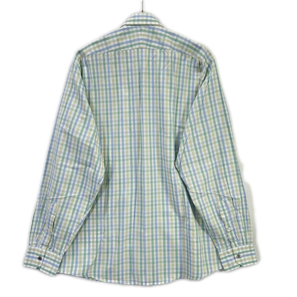 Hermes Long Sleeve Shirt Series Button Green Check — view 2