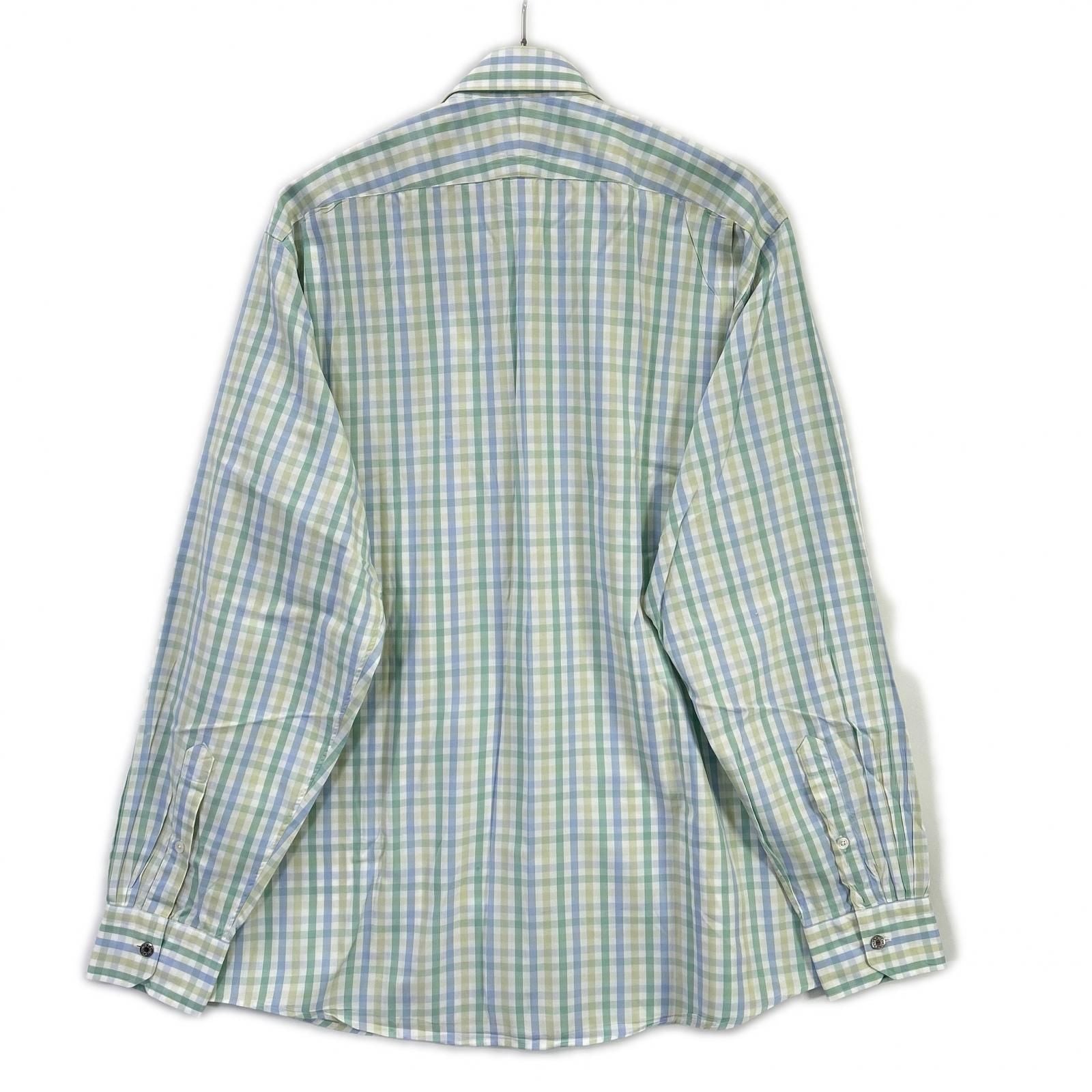 Hermes Long Sleeve Shirt Series Button Green Check — view 2