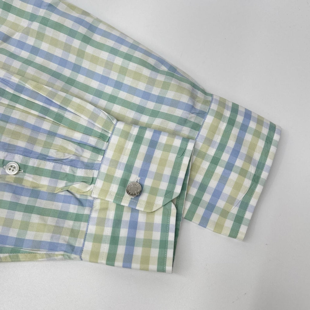 Hermes Long Sleeve Shirt Series Button Green Check — view 8