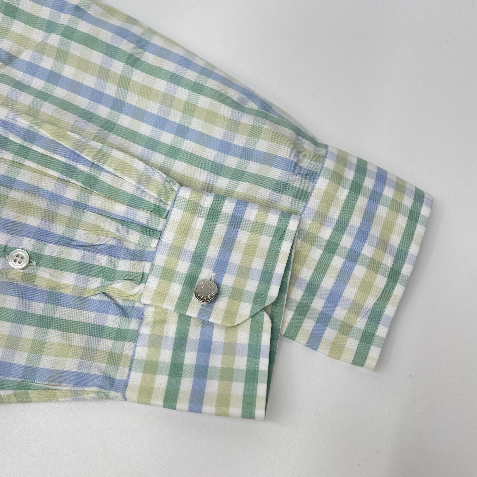 Hermes Long Sleeve Shirt Series Button Green Check — view 8