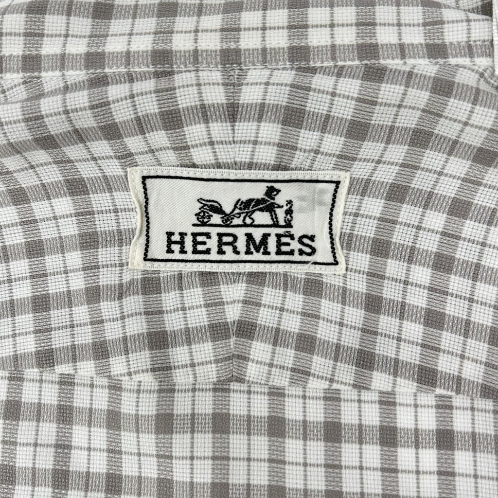 Hermes Long Sleeve Shirt Series Button Gray Check — view 4