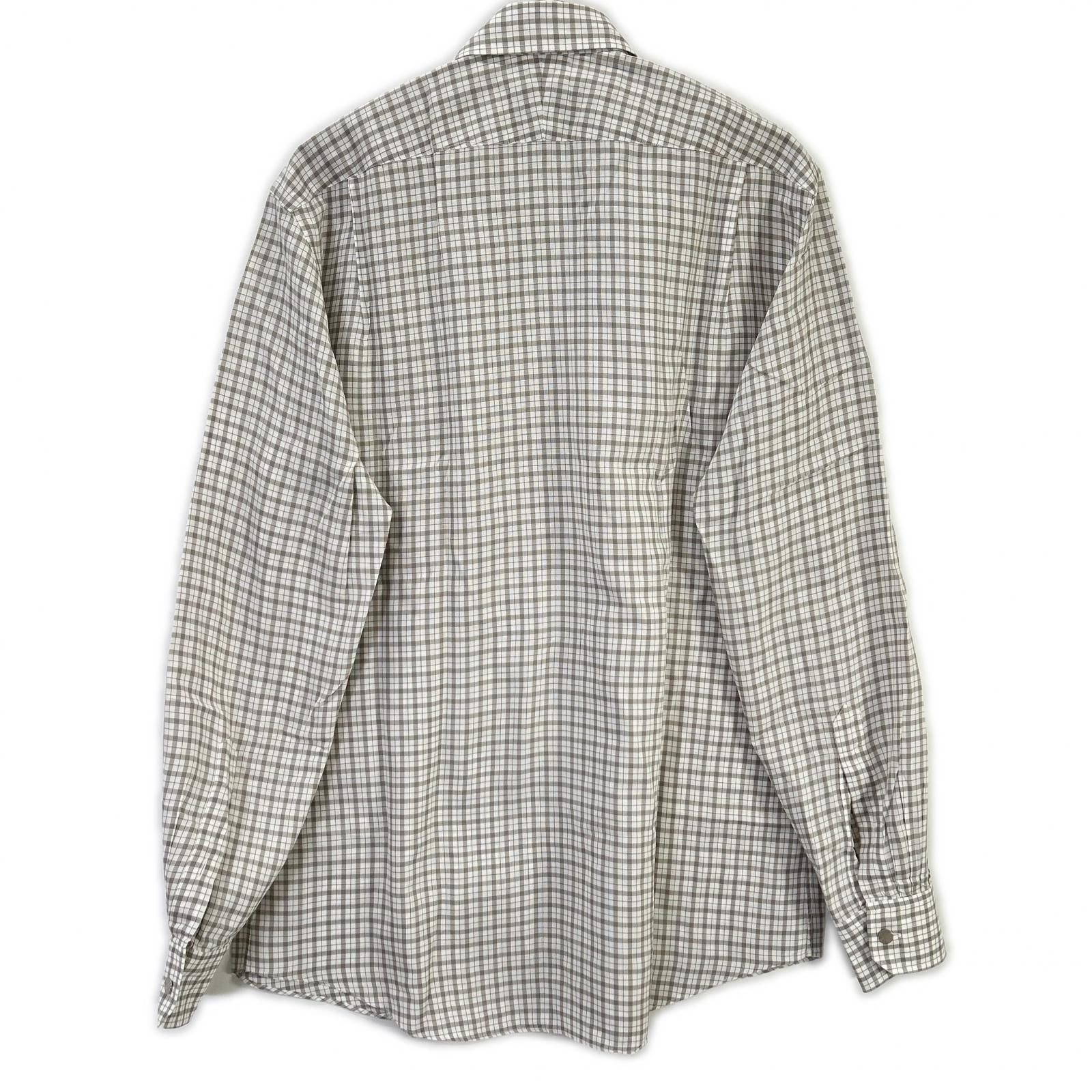 Hermes Long Sleeve Shirt Series Button Gray Check — view 2
