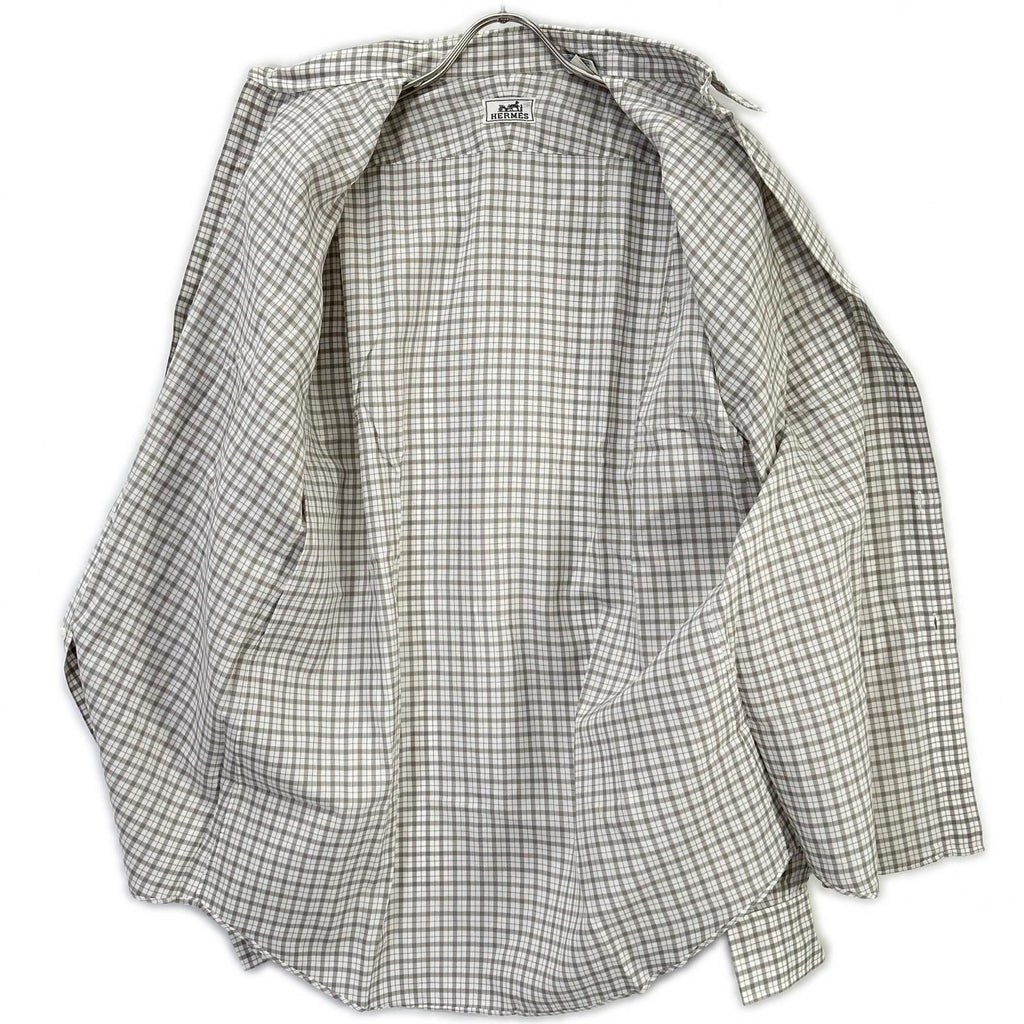 Hermes Long Sleeve Shirt Series Button Gray Check — view 3