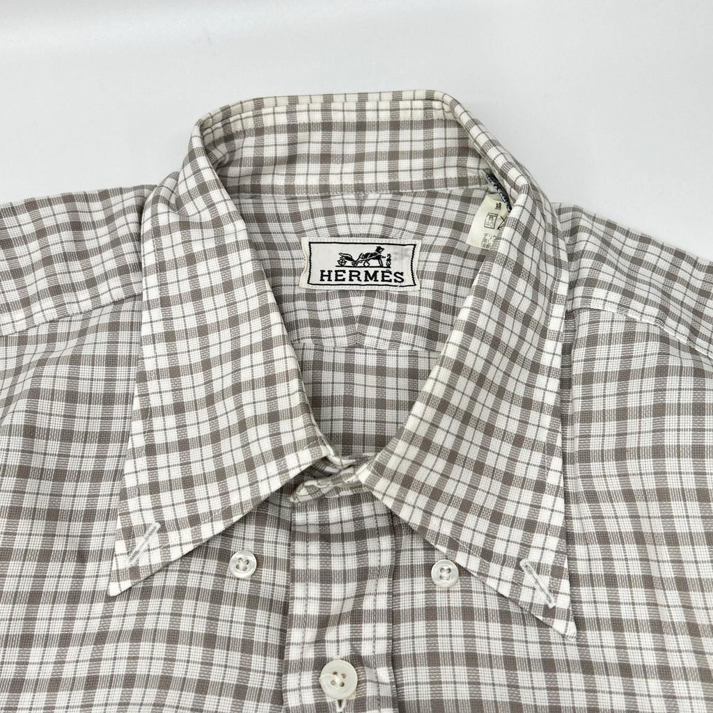 Hermes Long Sleeve Shirt Series Button Gray Check — view 8