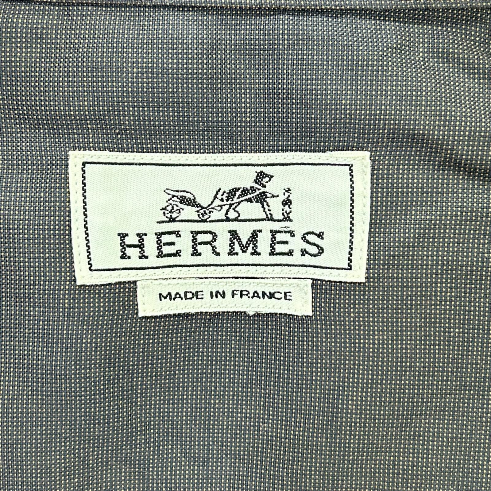Hermes Long Sleeve Shirt Series Button Brown Stitch — view 4