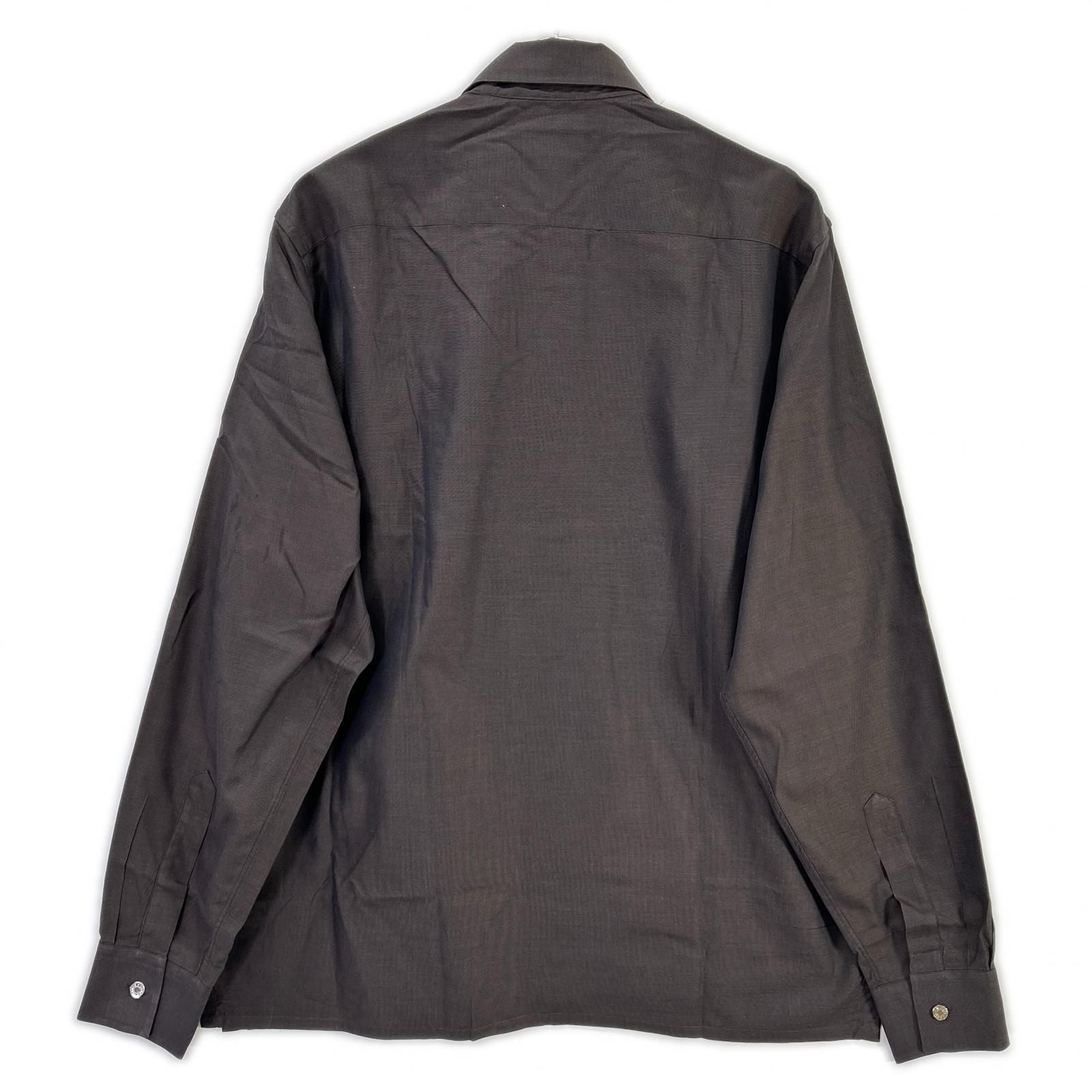 Hermes Long Sleeve Shirt Series Button Brown Stitch — view 2