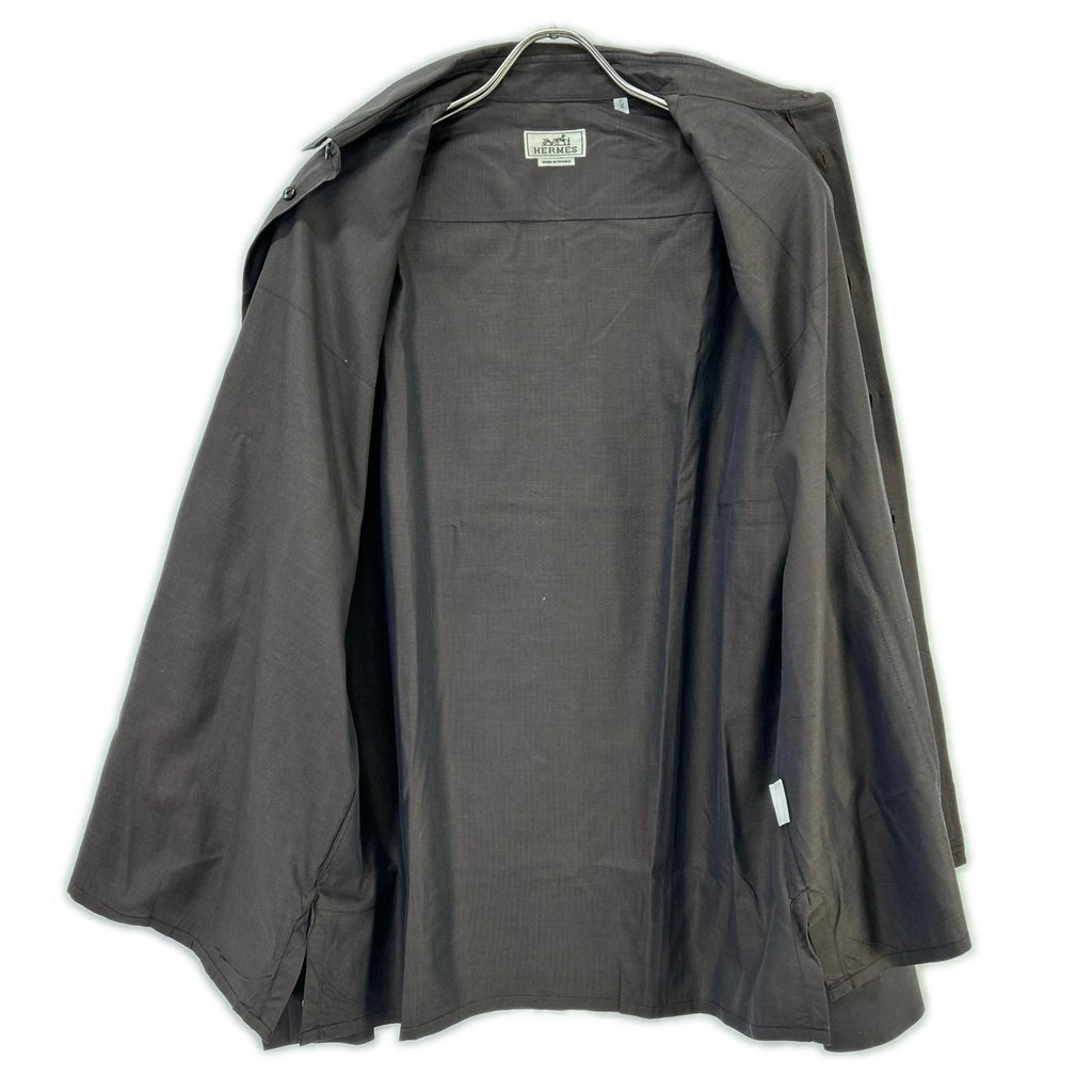 Hermes Long Sleeve Shirt Series Button Brown Stitch — view 3