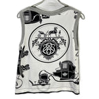 Hermes White Gray Twill Lane Sleeveless Knit 36 Sweater