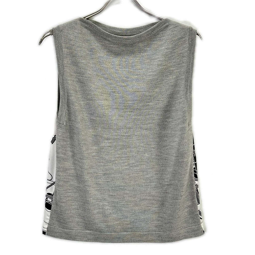Hermes White Gray Twill Lane Sleeveless Knit 36 Sweater — view 2