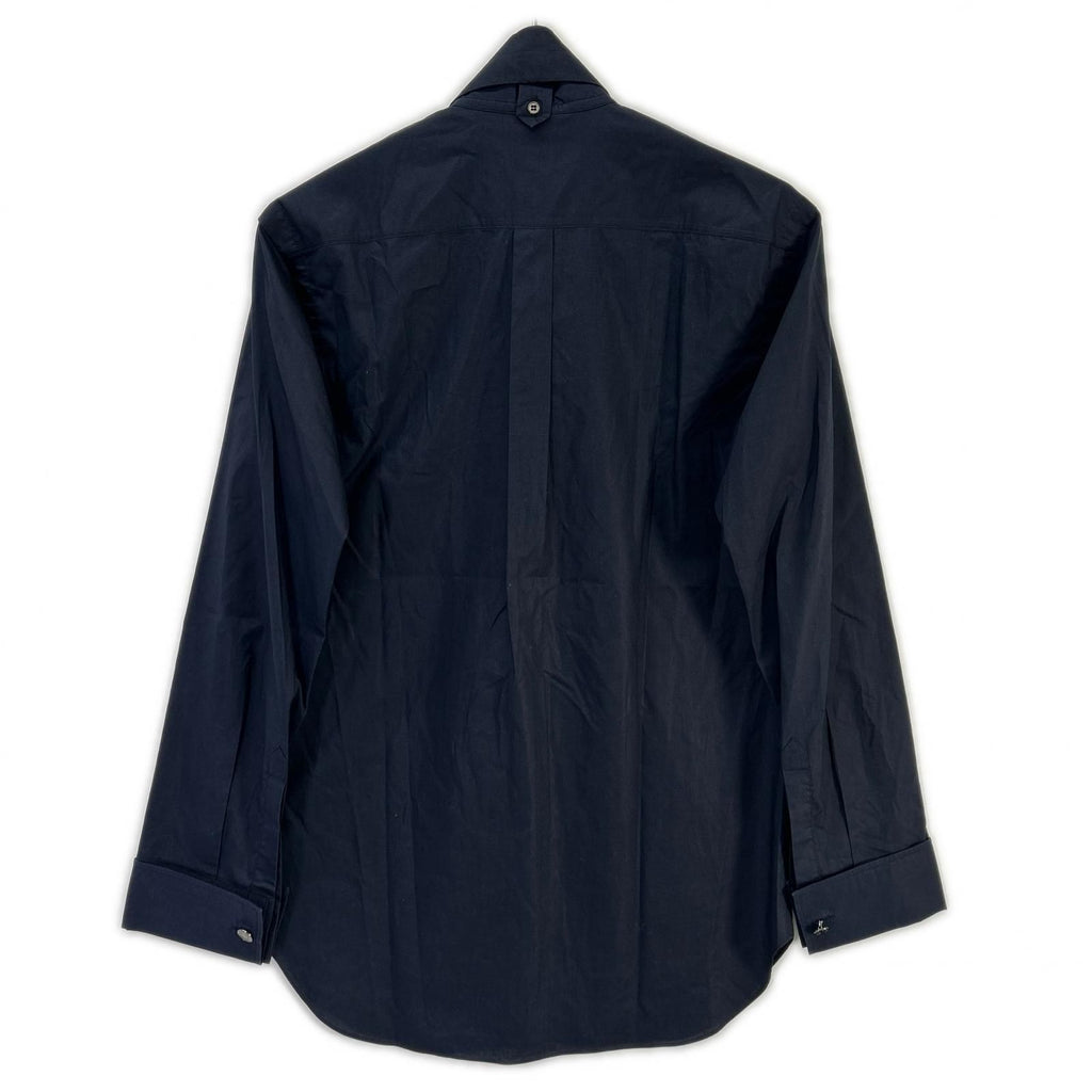 Hermes Navy Cotton Button Bowtie Shirt 38 — view 2