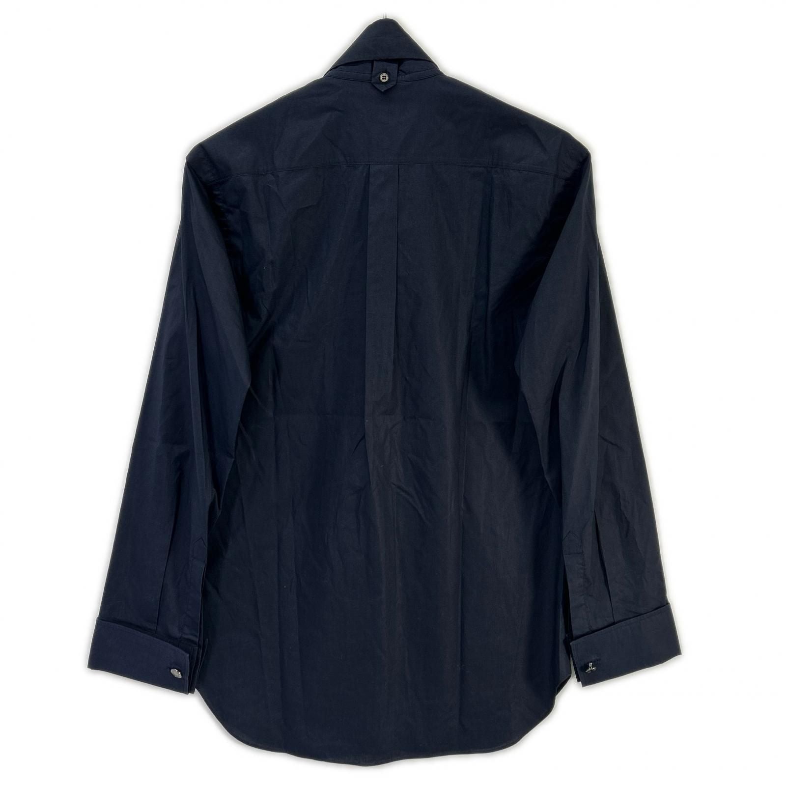 Hermes Navy Cotton Button Bowtie Shirt 38 — view 2
