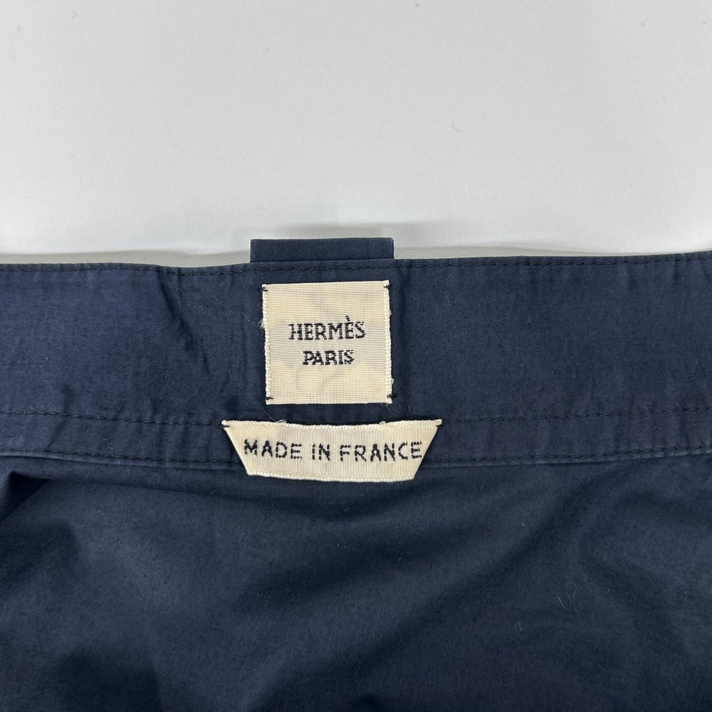 Hermes Navy Cotton Button Bowtie Shirt 38 — view 5