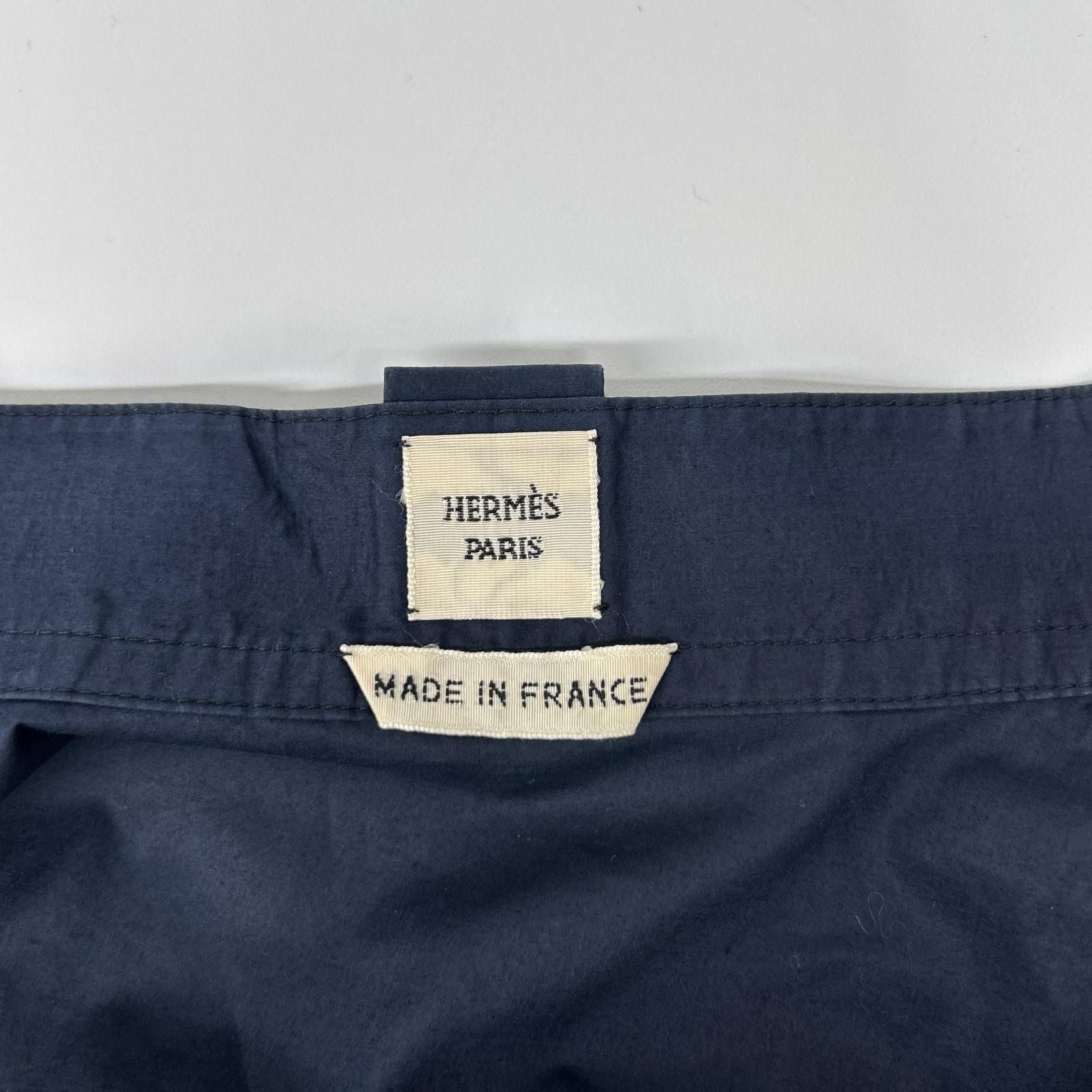 Hermes Navy Cotton Button Bowtie Shirt 38 — view 5