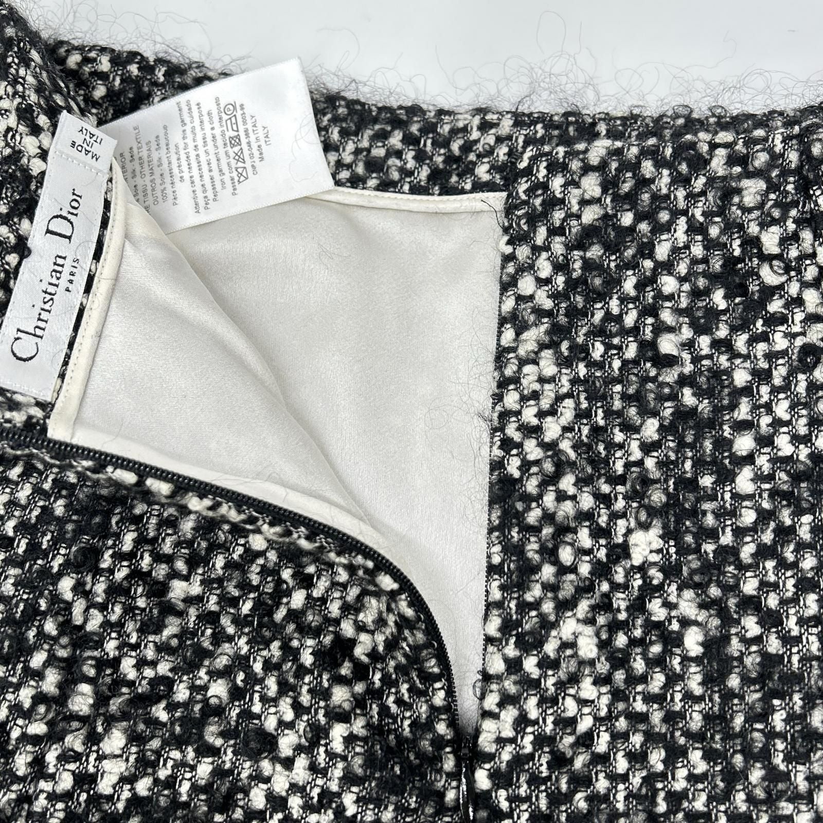 Dior Black Wool Mohair Tweed Skirt 34 — view 7