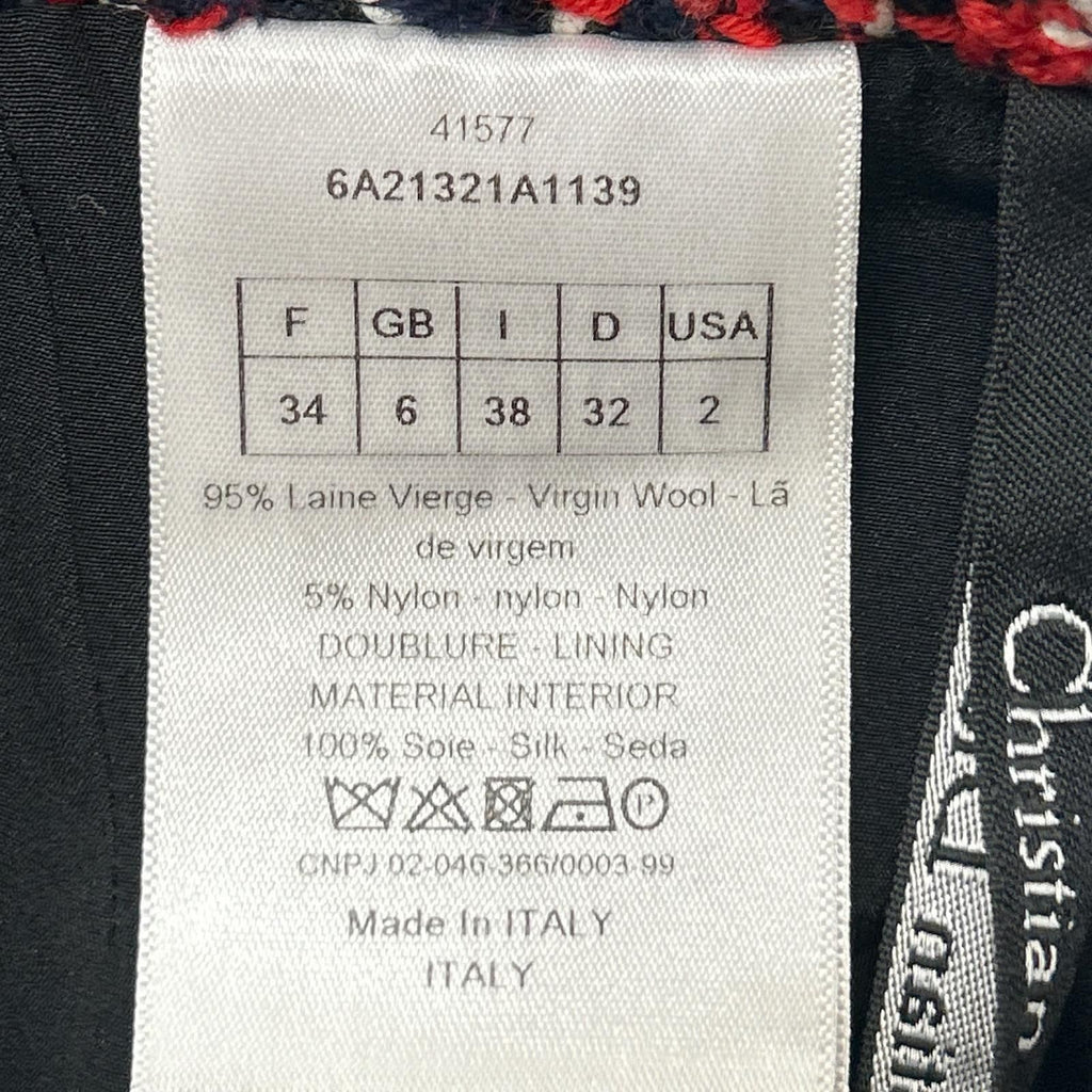 Dior Red Black Wool Tweed Skirt 34 — view 4