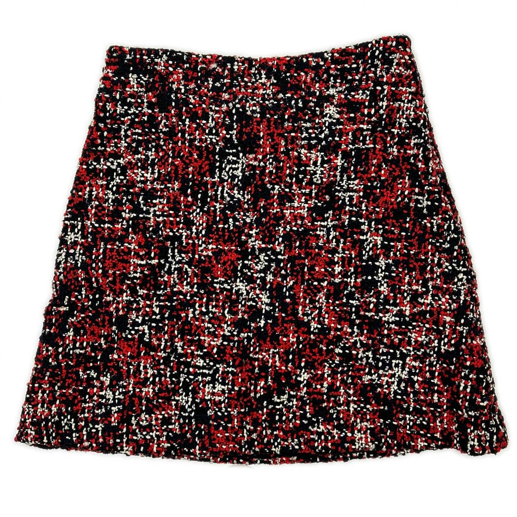 Dior Red Black Wool Tweed Skirt 34